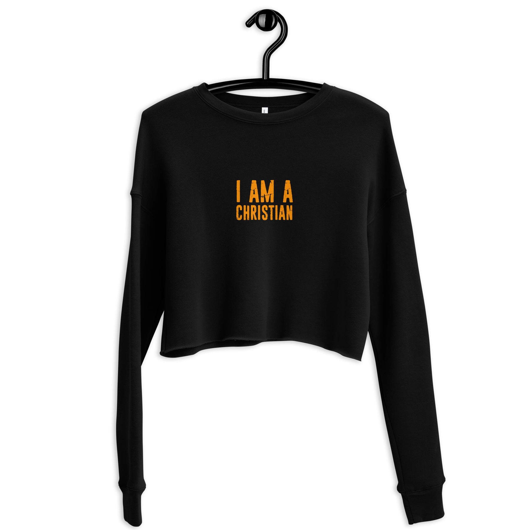 I AM A CHRISTIAN I PREMIUM WOMEN'S CROP SWEATHSHIRT