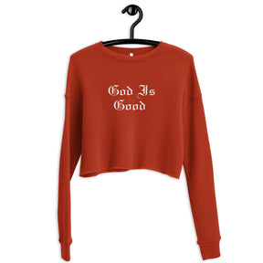 GOD IS GOOD I PREMIUM WOMEN'S CROP SWEATHSHIRT